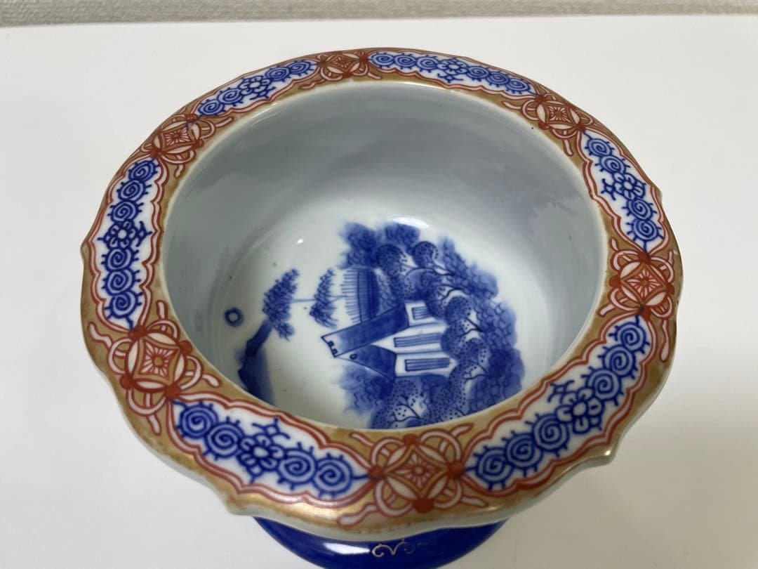 【現状品】古伊万里 盃洗 染付 朱塗 金彩 割烹 懐石 アンティーク レトロ